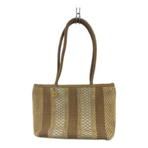 The Sak Striped Woven Shoulder Bag Tan Beige Straw Tote
